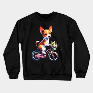Basenji Puppy Biking Crewneck Sweatshirt